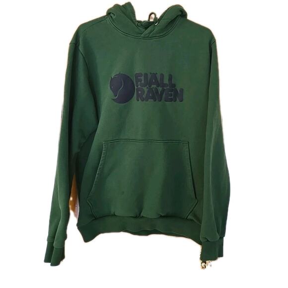 Fjallraven Men's Size Large Logo Hoodie Sweatshirt Heavyweight Dark Green Color - Picture 1 of 5